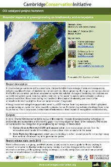 CCI Report (in prep): A review of the potential impacts of geoengineering technology on biodiversity and ecosystems