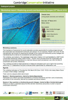 CCI Workshop Report: Exploring the linkages between biodiversity and poverty