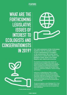 Horizon Scanning: What are the forthcoming legislative issues of interest to ecologists and conservationists in 2019?